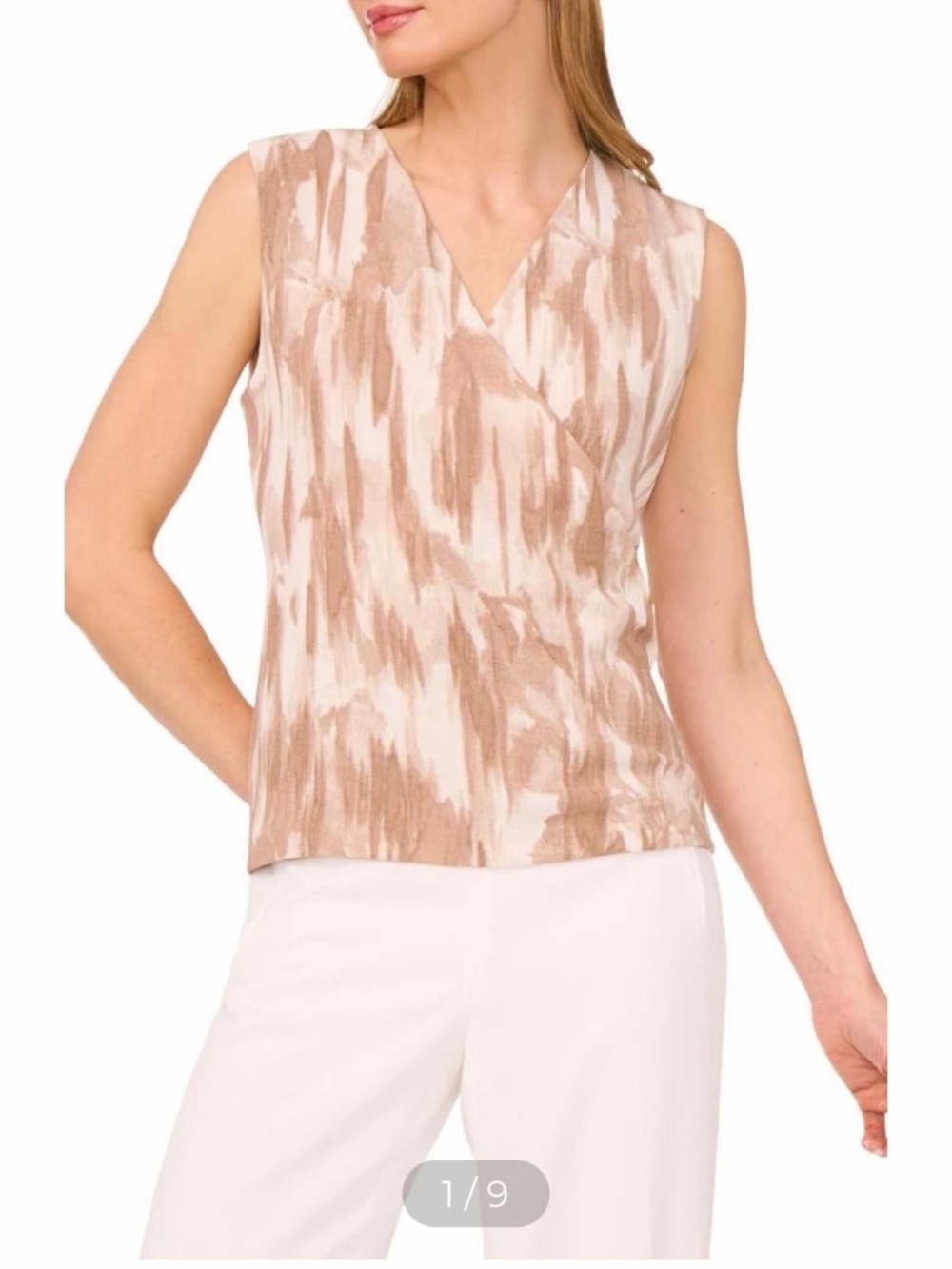HALOGEN Women’s Gauze Textured Faux Wrap Top size 1